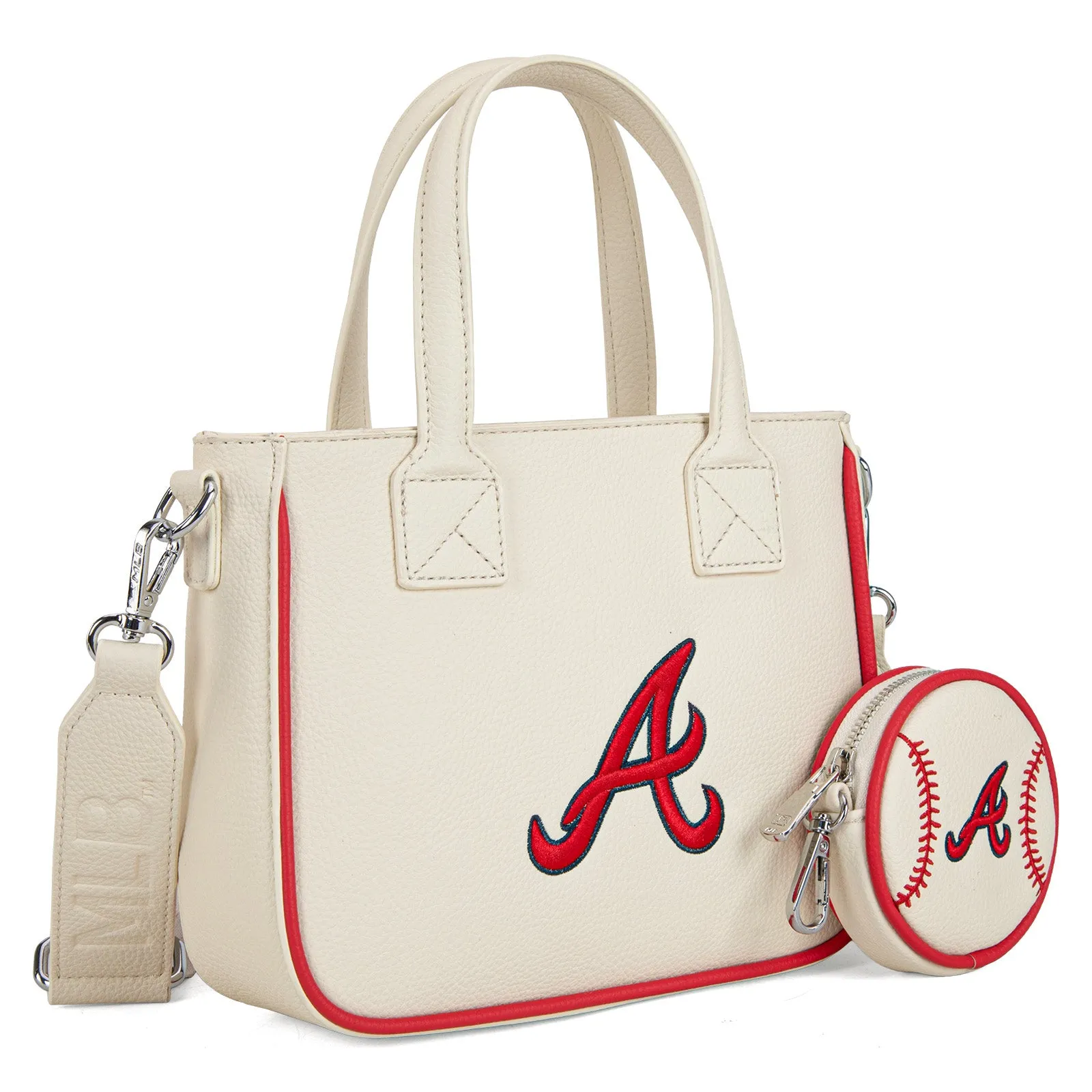 MLB-AB103  MLB Atlanta Braves  Team Tote/Crossbody with Baseball Coin Pouch