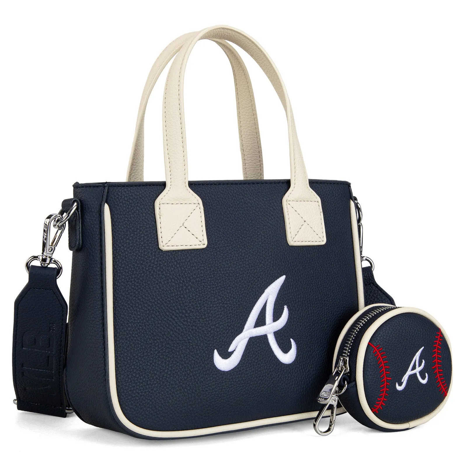 MLB-AB103  MLB Atlanta Braves  Team Tote/Crossbody with Baseball Coin Pouch