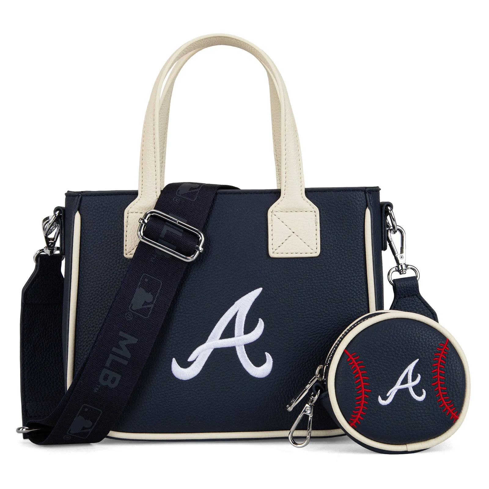 MLB-AB103  MLB Atlanta Braves  Team Tote/Crossbody with Baseball Coin Pouch