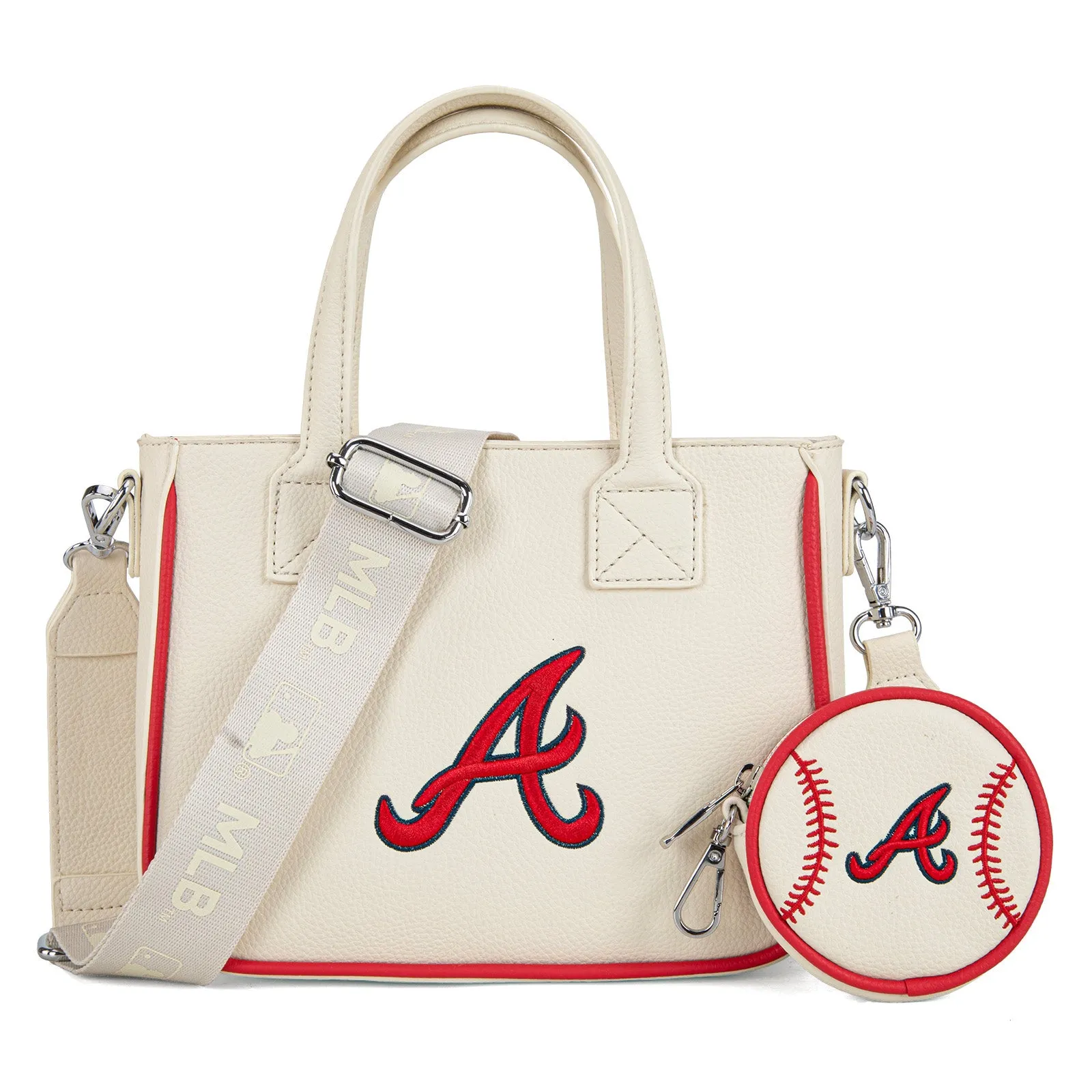 MLB-AB103  MLB Atlanta Braves  Team Tote/Crossbody with Baseball Coin Pouch