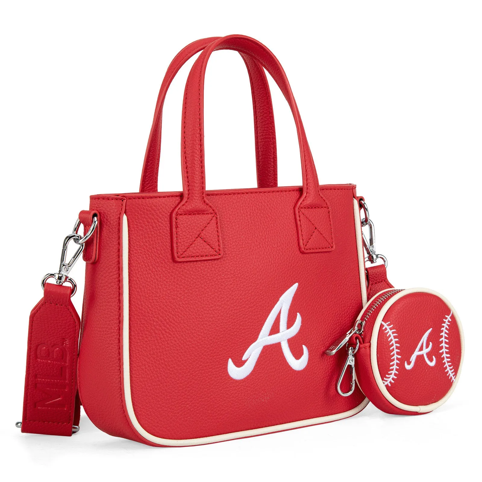 MLB-AB103  MLB Atlanta Braves  Team Tote/Crossbody with Baseball Coin Pouch