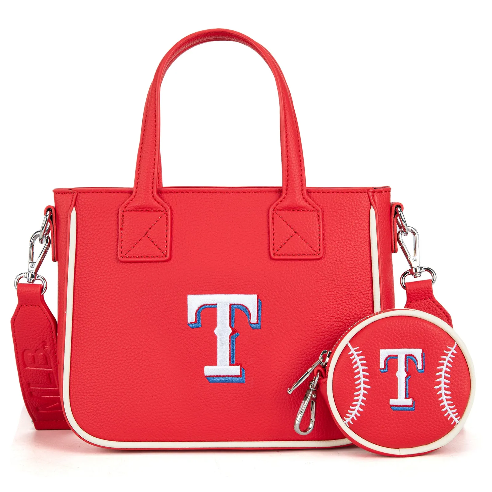 MLB-TX103  MLB Texas Rangers Team Tote/Crossbody with Baseball Coin Pouch