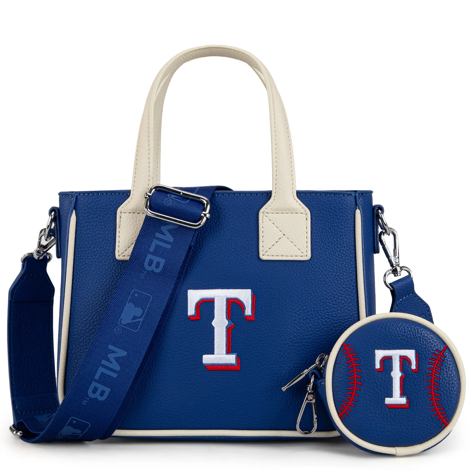 MLB-TX103  MLB Texas Rangers Team Tote/Crossbody with Baseball Coin Pouch