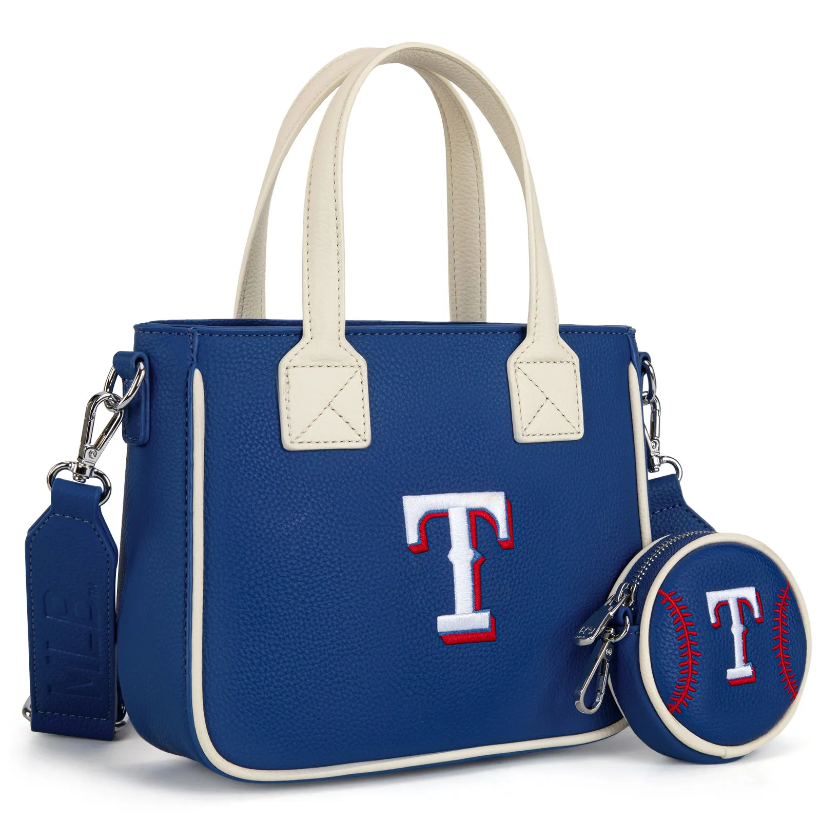 MLB-TX103  MLB Texas Rangers Team Tote/Crossbody with Baseball Coin Pouch