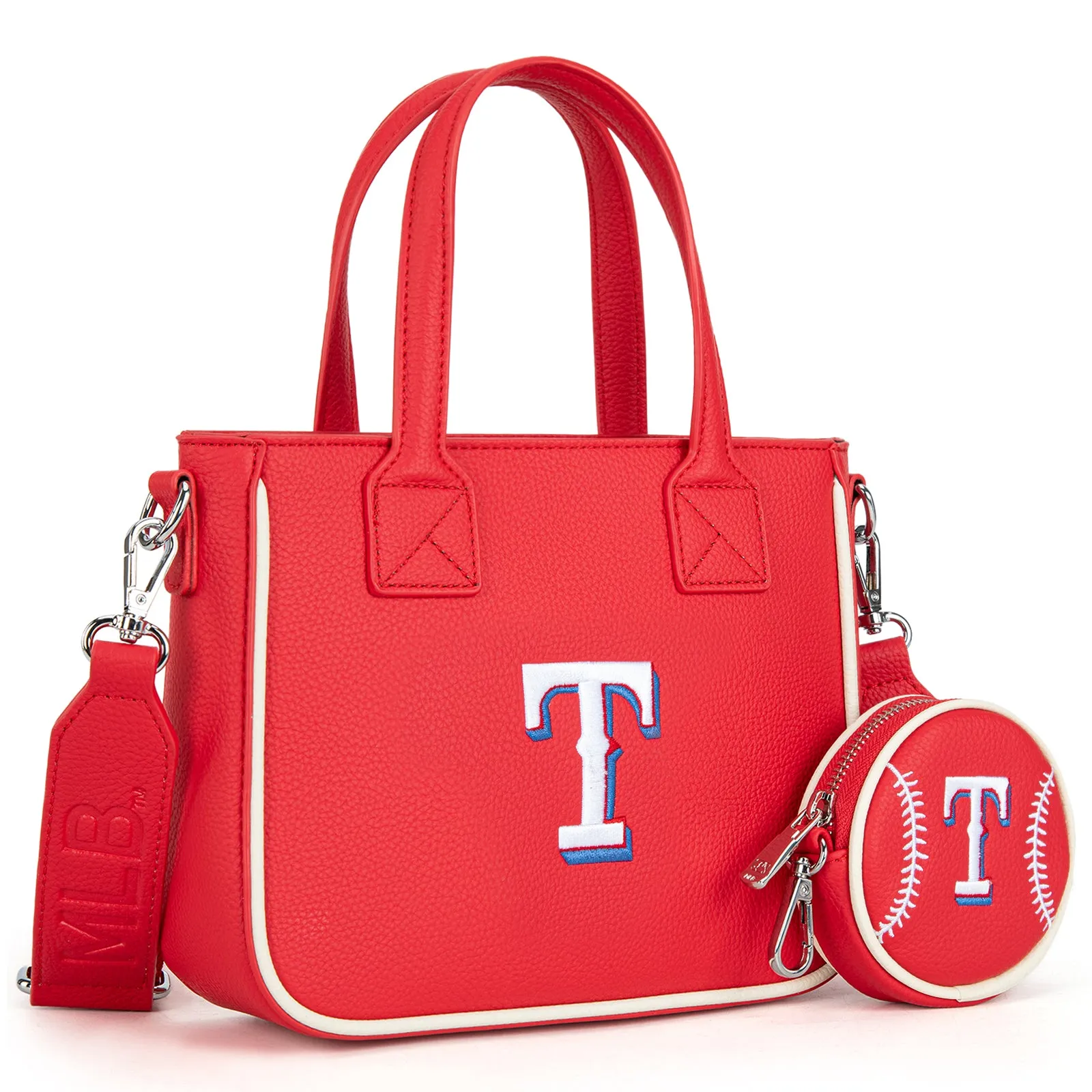 MLB-TX103  MLB Texas Rangers Team Tote/Crossbody with Baseball Coin Pouch