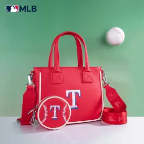 MLB-TX103  MLB Texas Rangers Team Tote/Crossbody with Baseball Coin Pouch