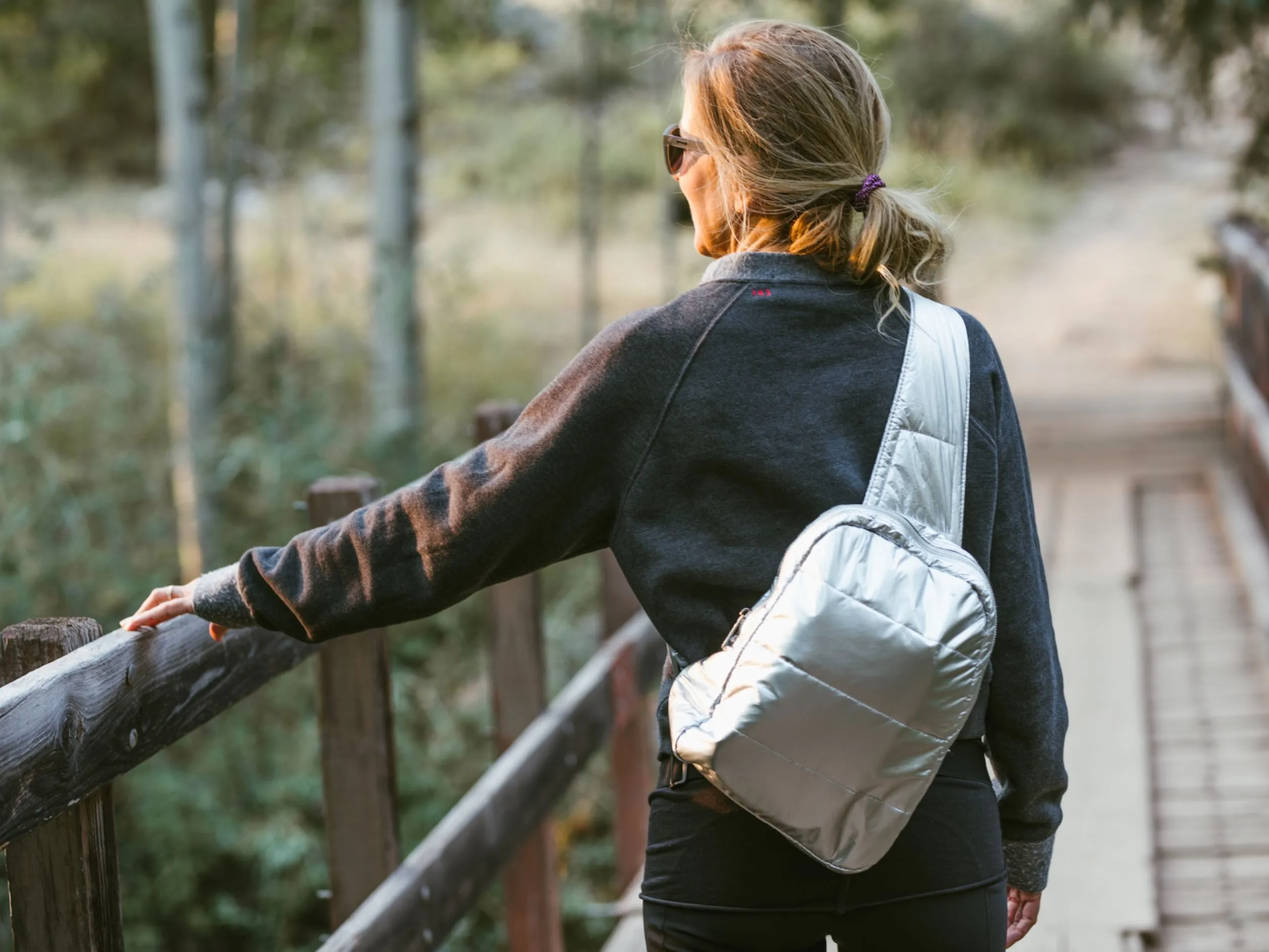 Motivate to Move Set II - Silver Puffer Crossbody Backpack & Silver Fanny Pack