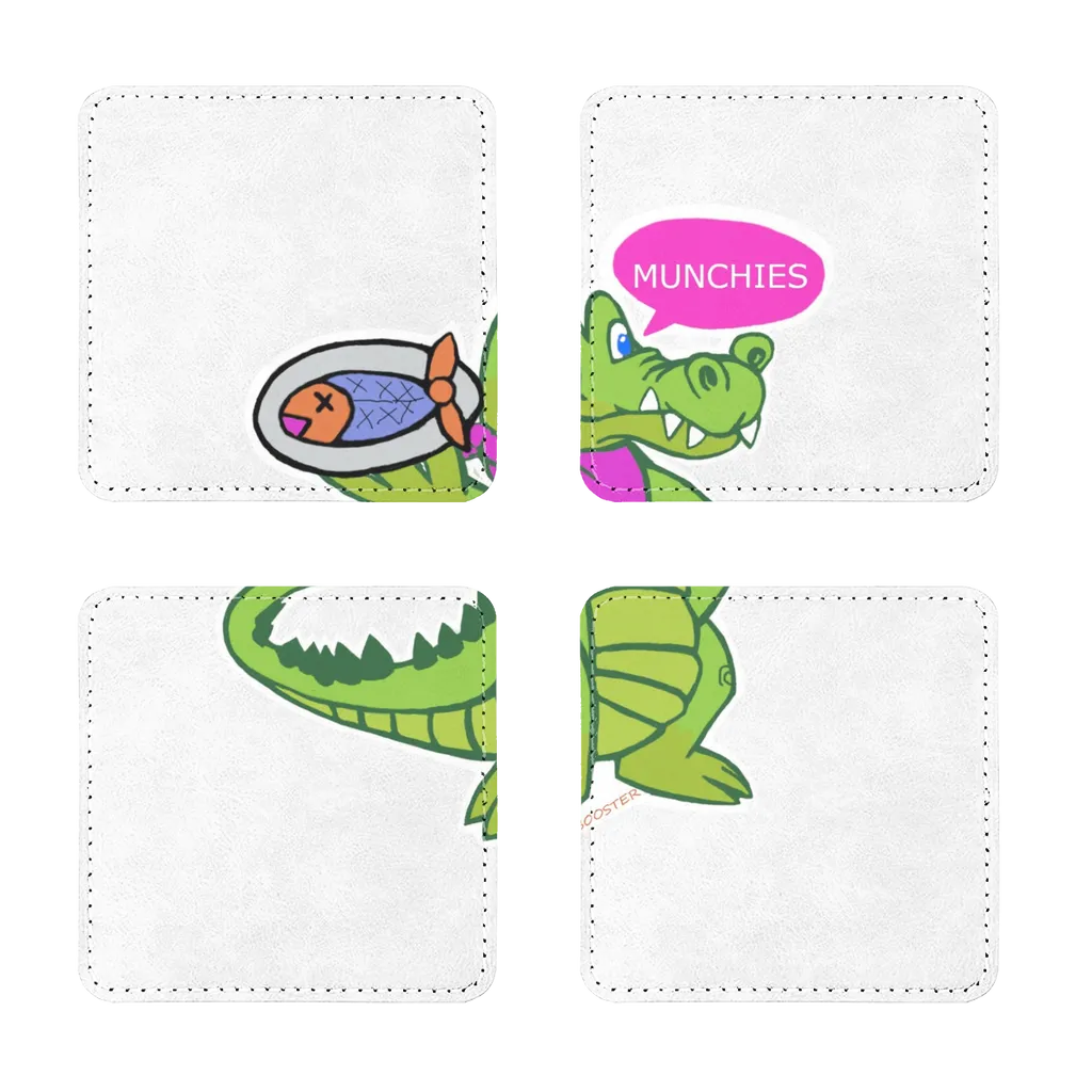 Munchies the Crocodile Sublimation Coasters Pack of Four