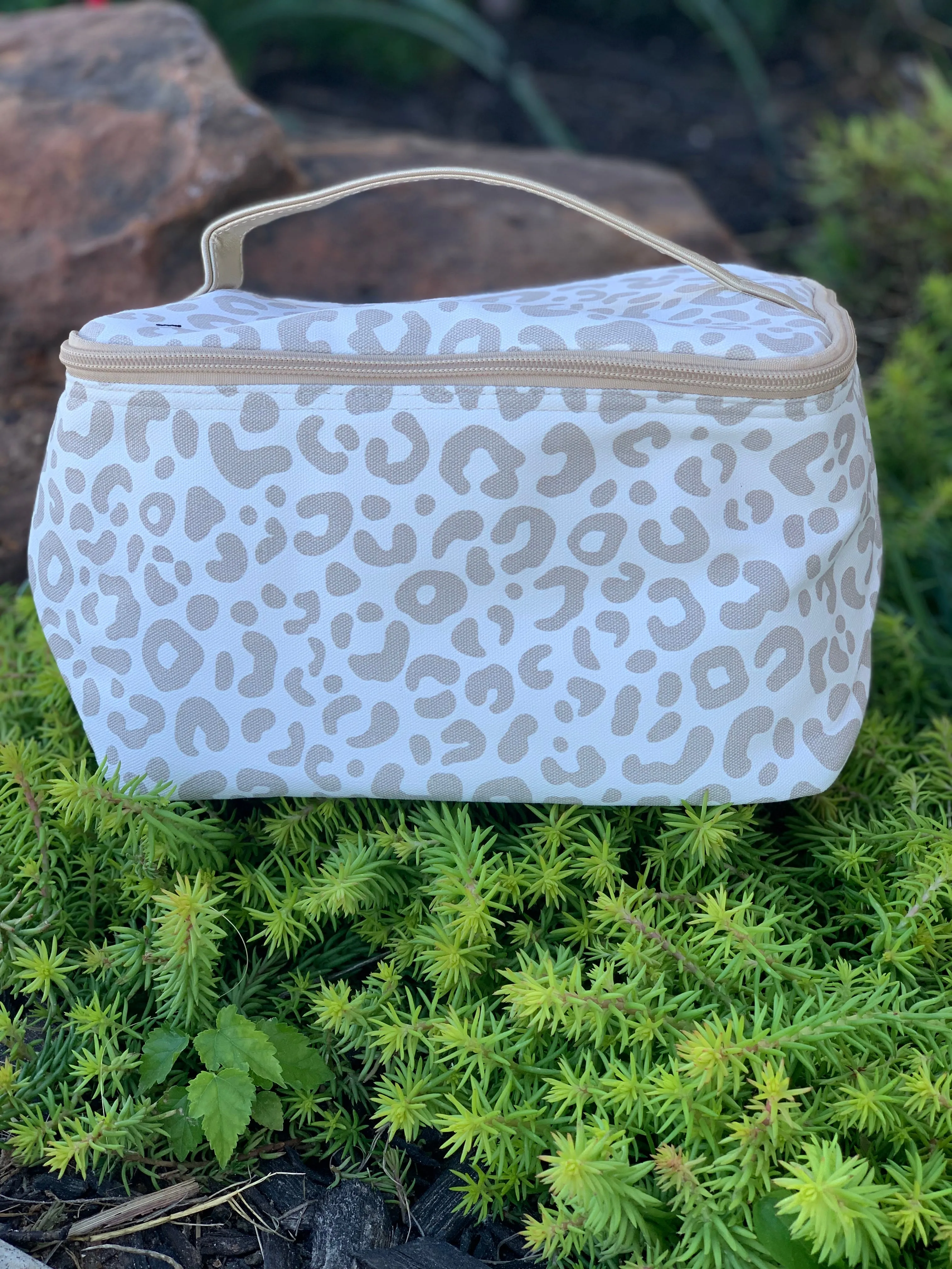 Natural Leopard Cosmetic Bag