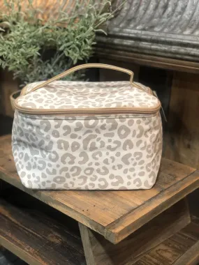 Natural Leopard Cosmetic Bag