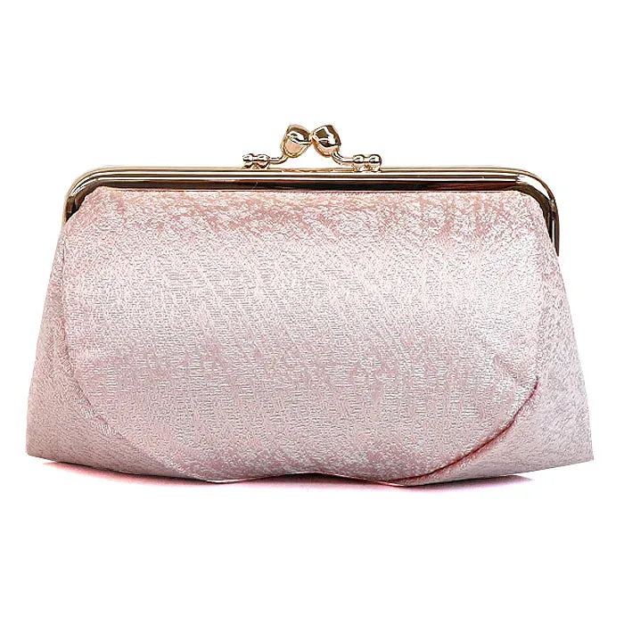 Nishijin-ori Small Pouch - Crumpled Pattern / Pink -, Made in Kyoto, Japan, Cosmetic Pouch, Makeup Pouch, Japanese Gamaguchi Pouch, Travel Toiletry Pouch, Stationery Pouch, Bag organizer, Bag in Bag