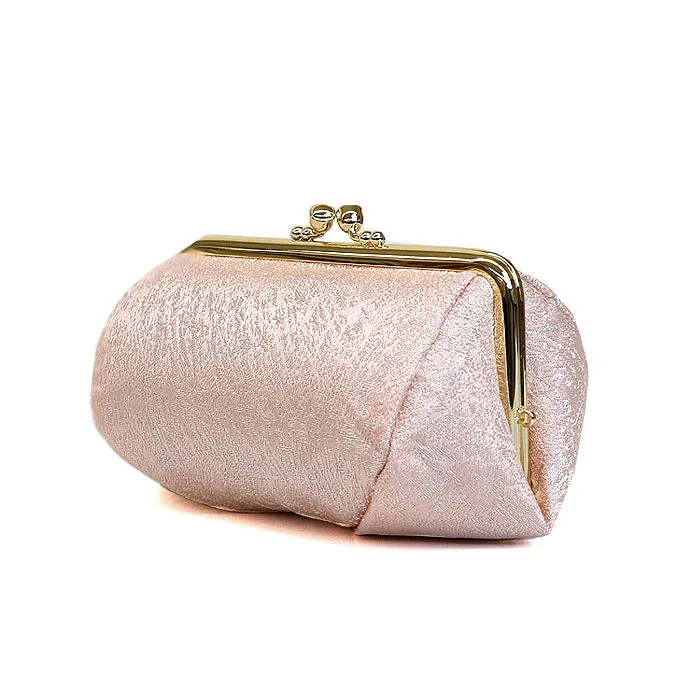 Nishijin-ori Small Pouch - Crumpled Pattern / Pink -, Made in Kyoto, Japan, Cosmetic Pouch, Makeup Pouch, Japanese Gamaguchi Pouch, Travel Toiletry Pouch, Stationery Pouch, Bag organizer, Bag in Bag