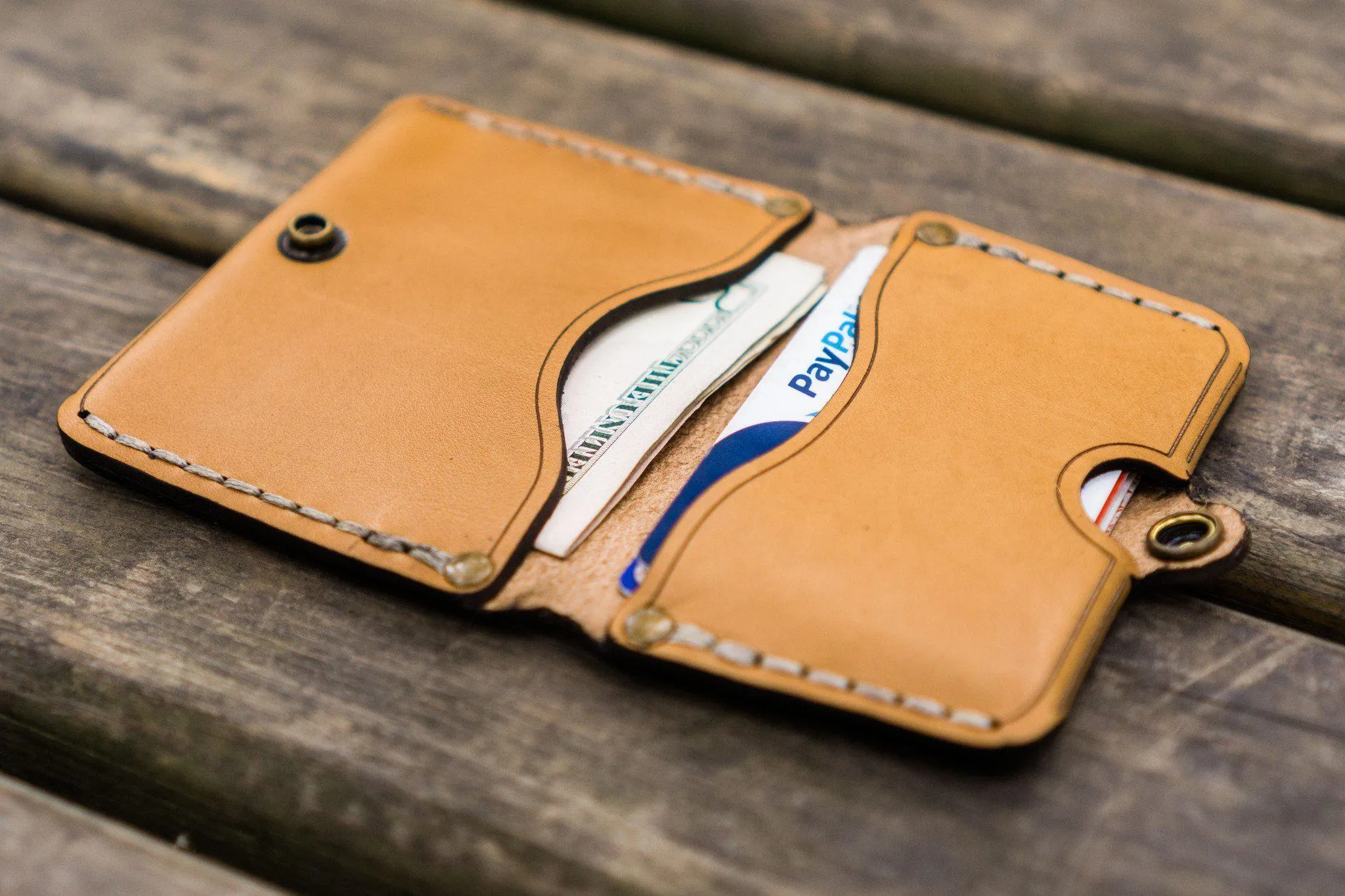 No.38 Personalized Minimalist Hanmade Leather Wallet - Natural