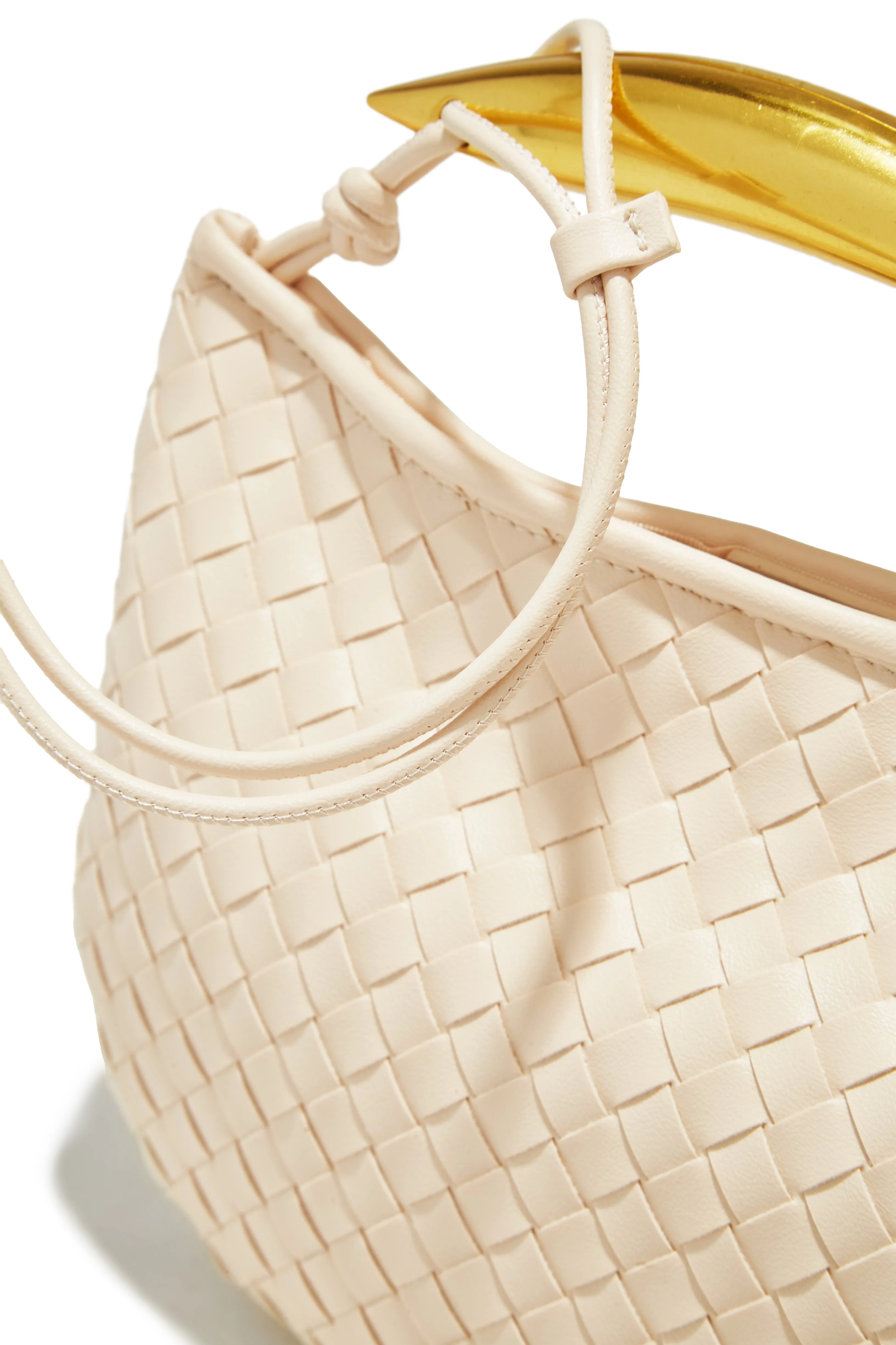 Olivia Hardware Handle Woven Bag - Bone