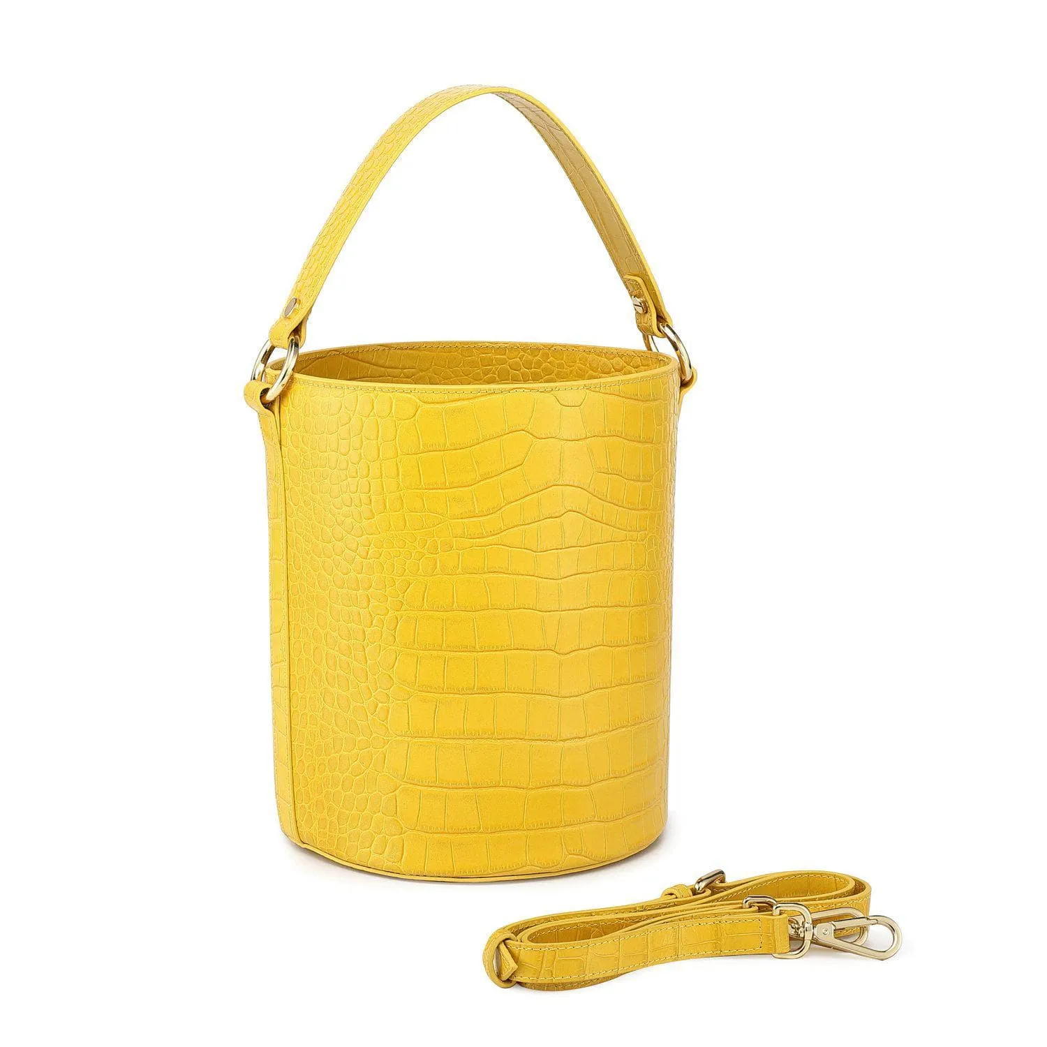 Olympia Croc Embossed Leather Cylinder Handbag