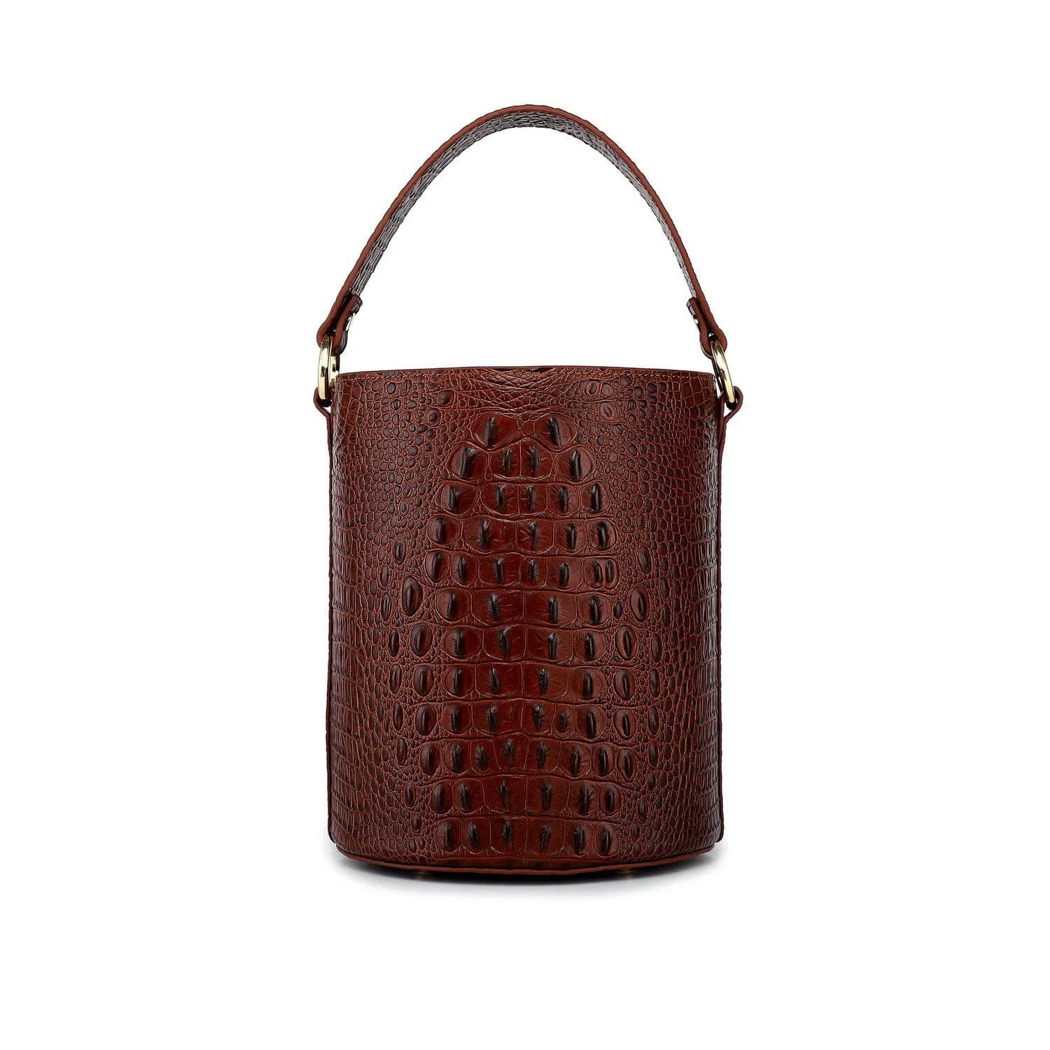 Olympia Croc Embossed Leather Cylinder Handbag