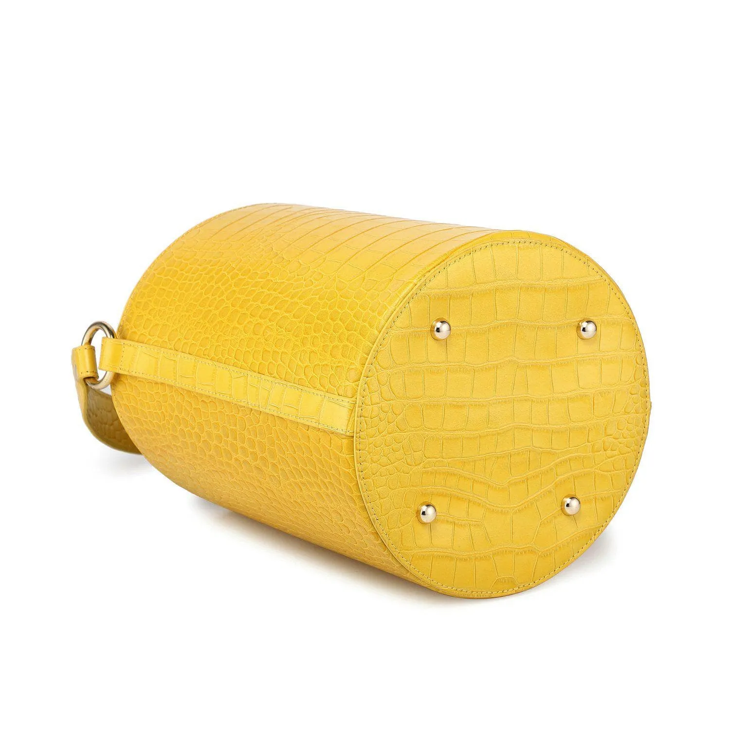 Olympia Croc Embossed Leather Cylinder Handbag