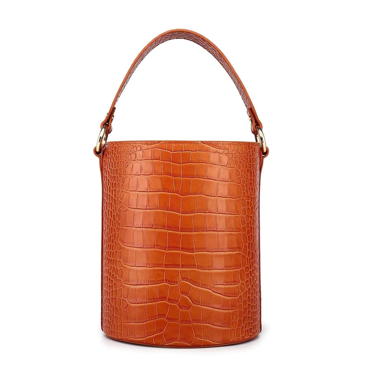 Olympia Croc Embossed Leather Cylinder Handbag