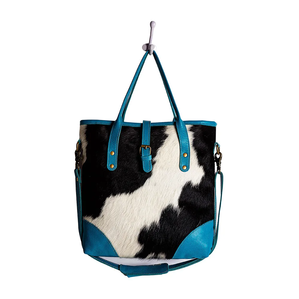 Pecos Pointe Canvas & Hairon Bag In Blue