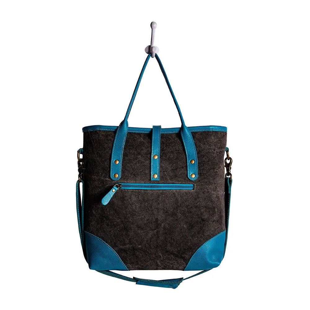 Pecos Pointe Canvas & Hairon Bag In Blue