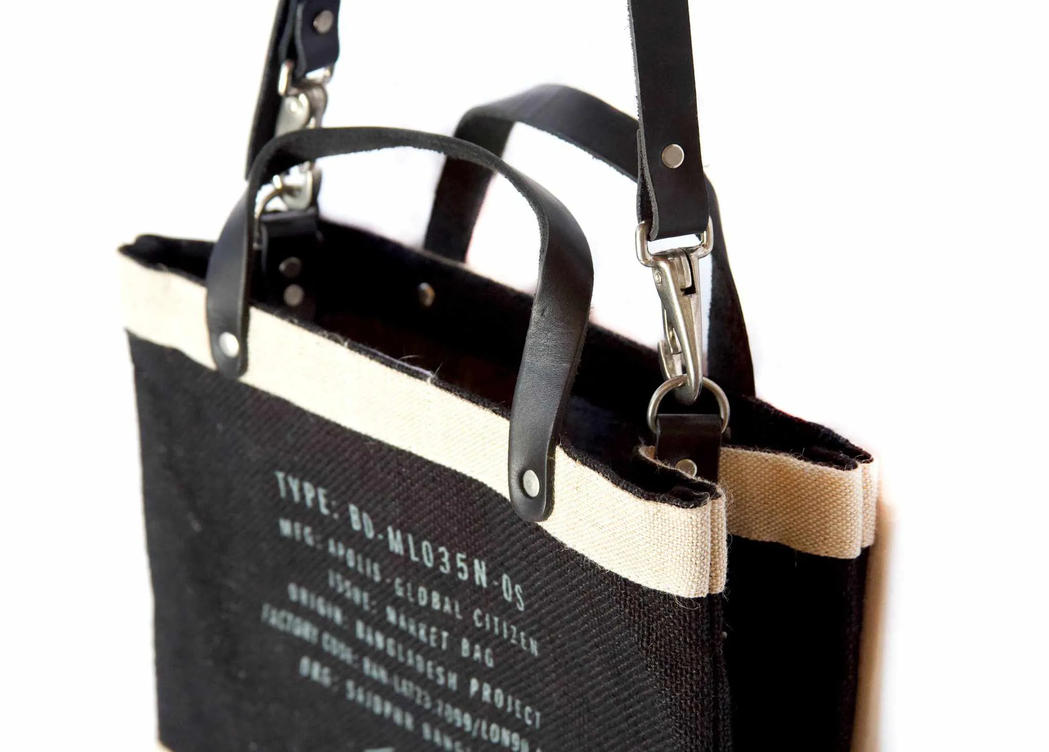 Petite Market Bag in Black with Black Strap - Wholesale