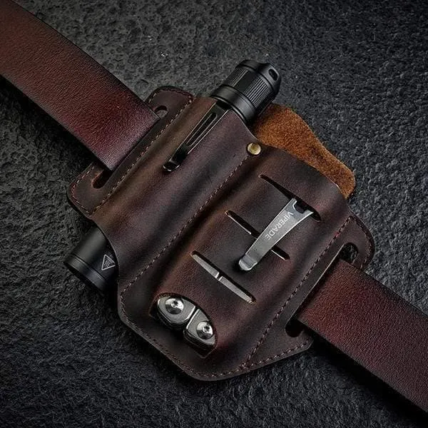 PJ8 EDC Leather Multitool Sheath Belt Loop Waist Bag