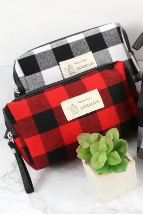 PLAID ZIPPER COSMETIC BAG/6PCS