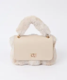 Plush Cream and Beige Ombre Faux Fur Crossbody Bag