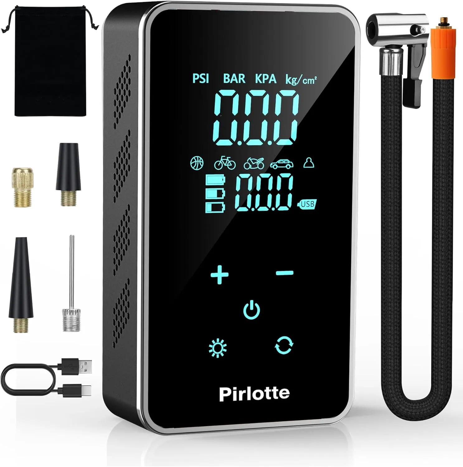 Portable 18000mAh Air Compressor – 150 PSI Tire Pump with Touch Screen for Car, Bike, and More