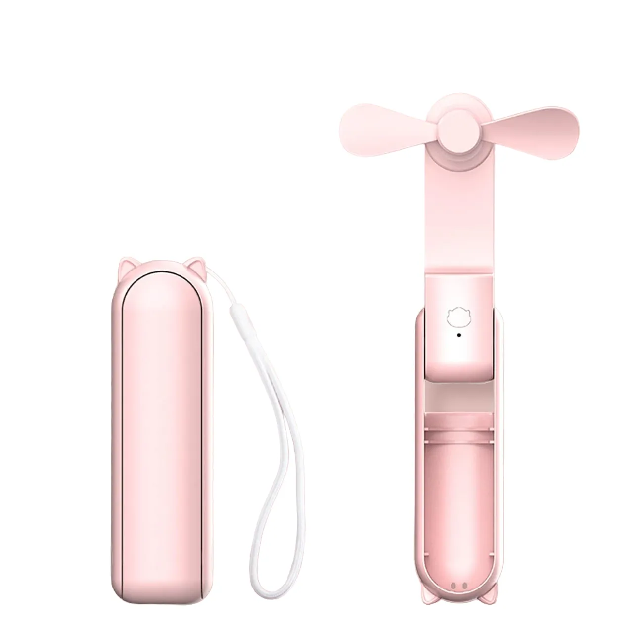 Portable Foldable Fan with Power Bank-Pink