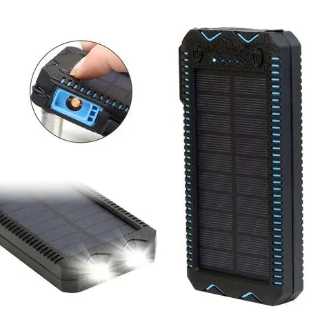 Portable Outdoor Waterproof Solar Power Bank Camping External Backup Battery Pack Dual