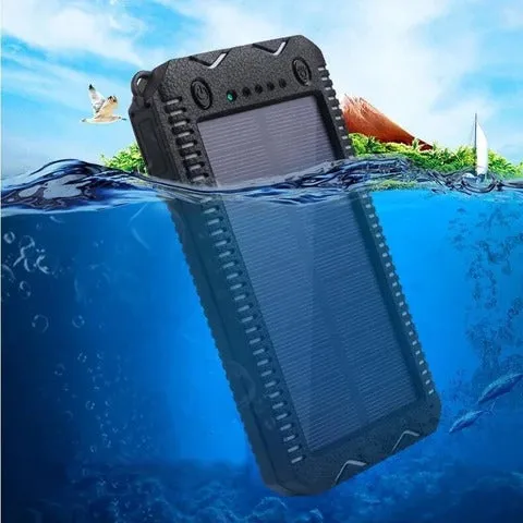 Portable Outdoor Waterproof Solar Power Bank Camping External Backup Battery Pack Dual