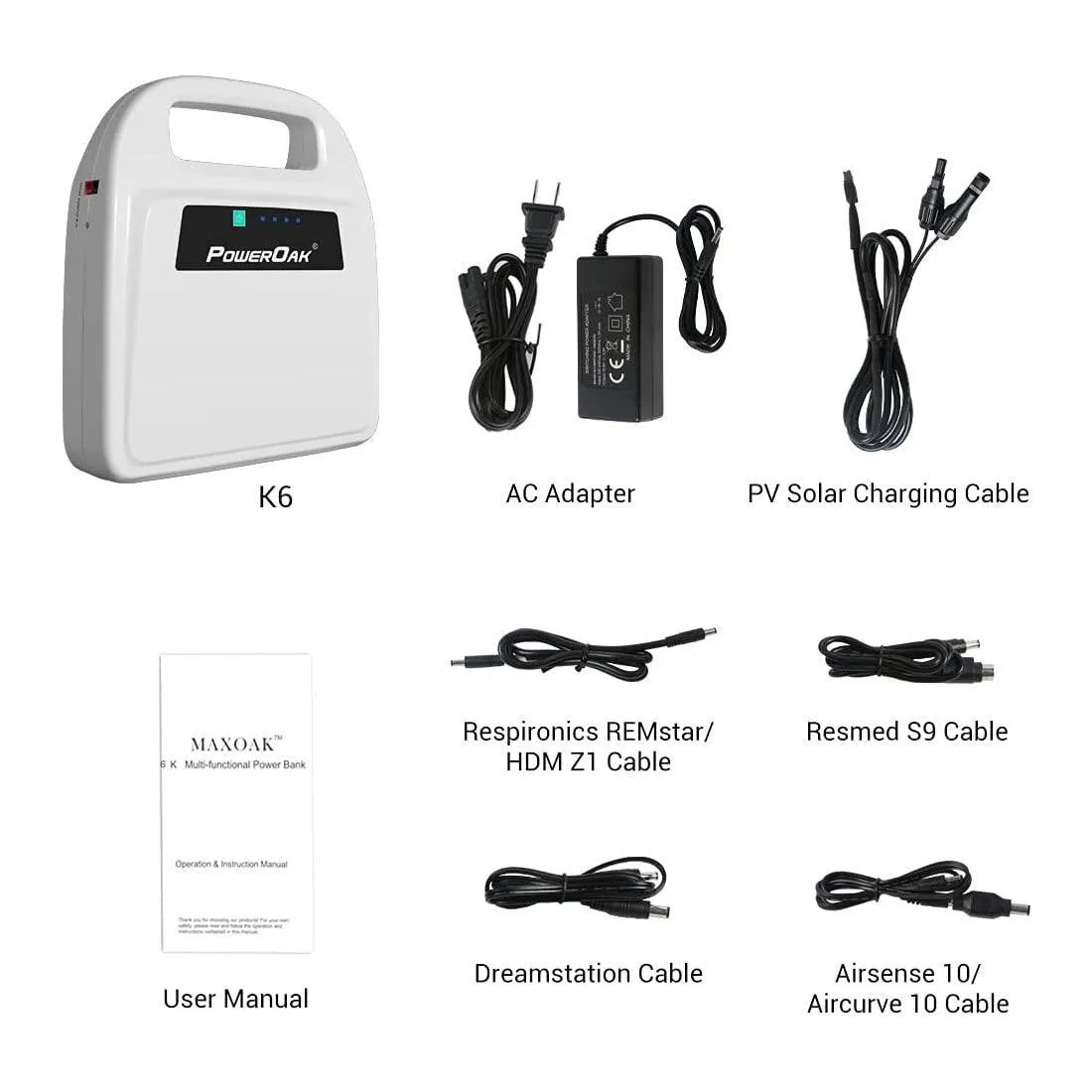 POWEROAK K6 336.96Wh/93600mAh CPAP Power Bank For Camping/Travel/Emergency