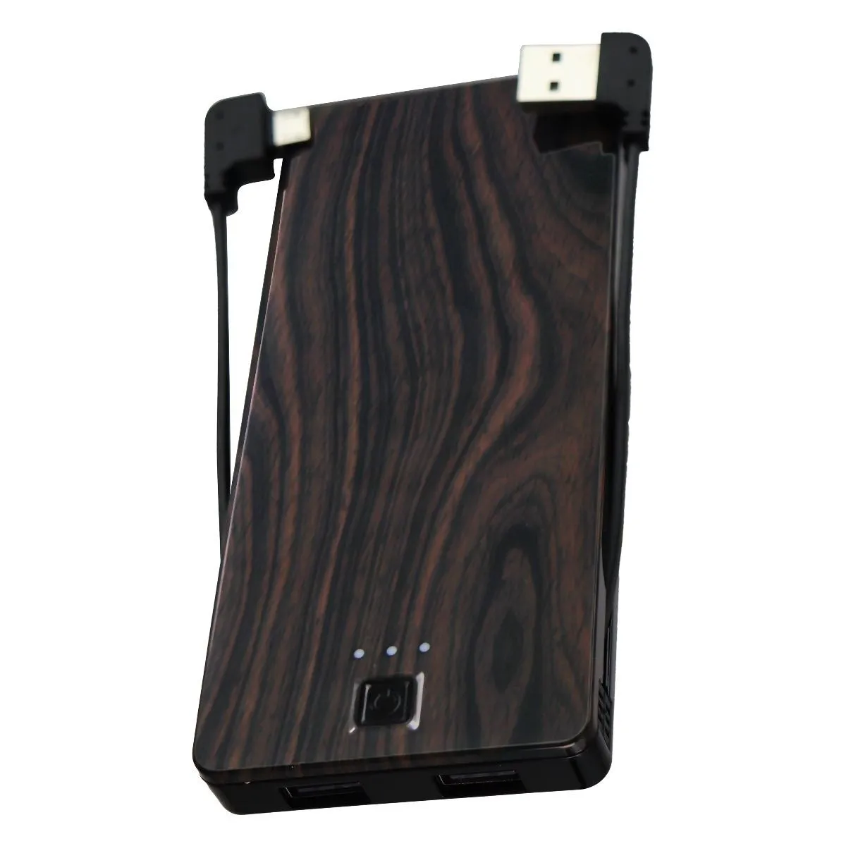 Que Design Dual USB 5,000mAh Power Bank with Micro-USB and USB Built-in - Wood