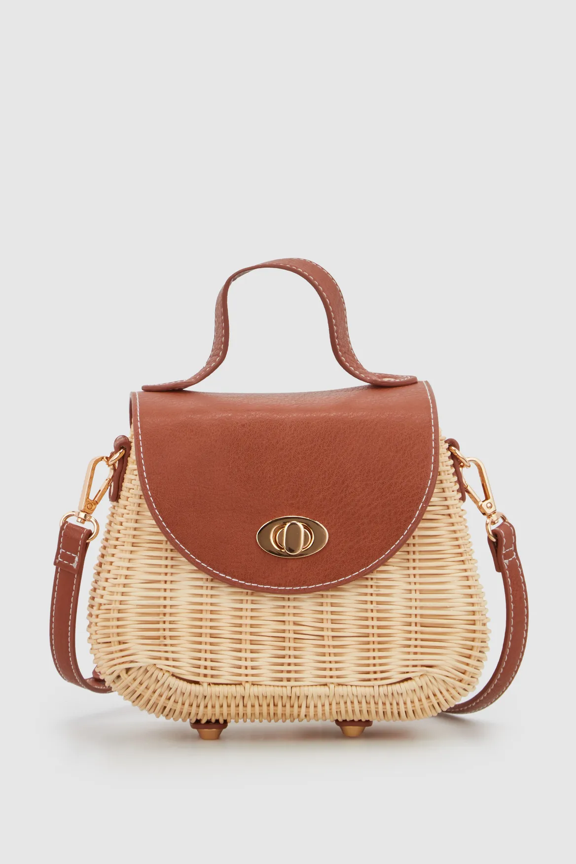 Rattan Top Handle Bag