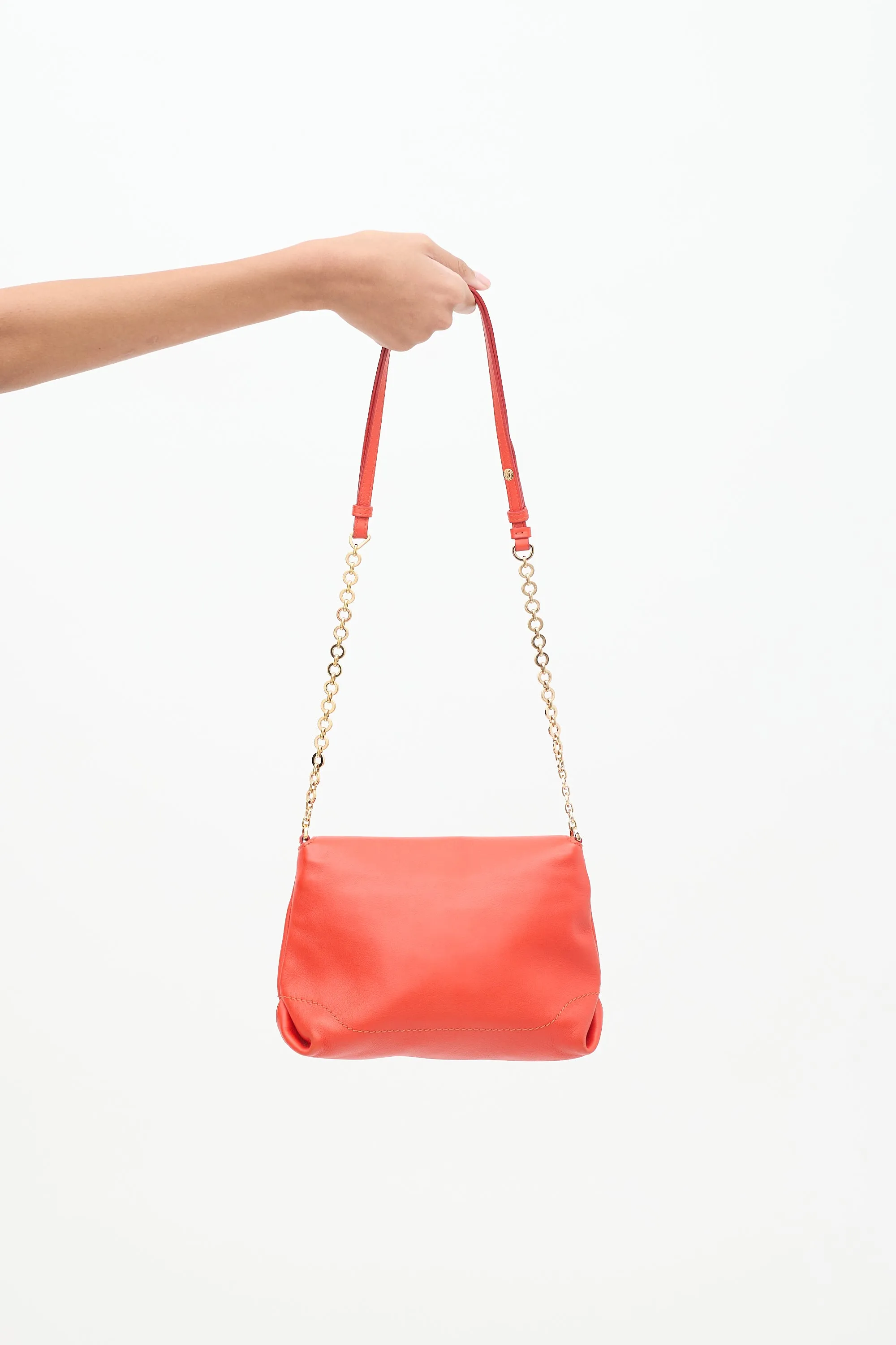 Red Leather Gancini  Crossbody Bag