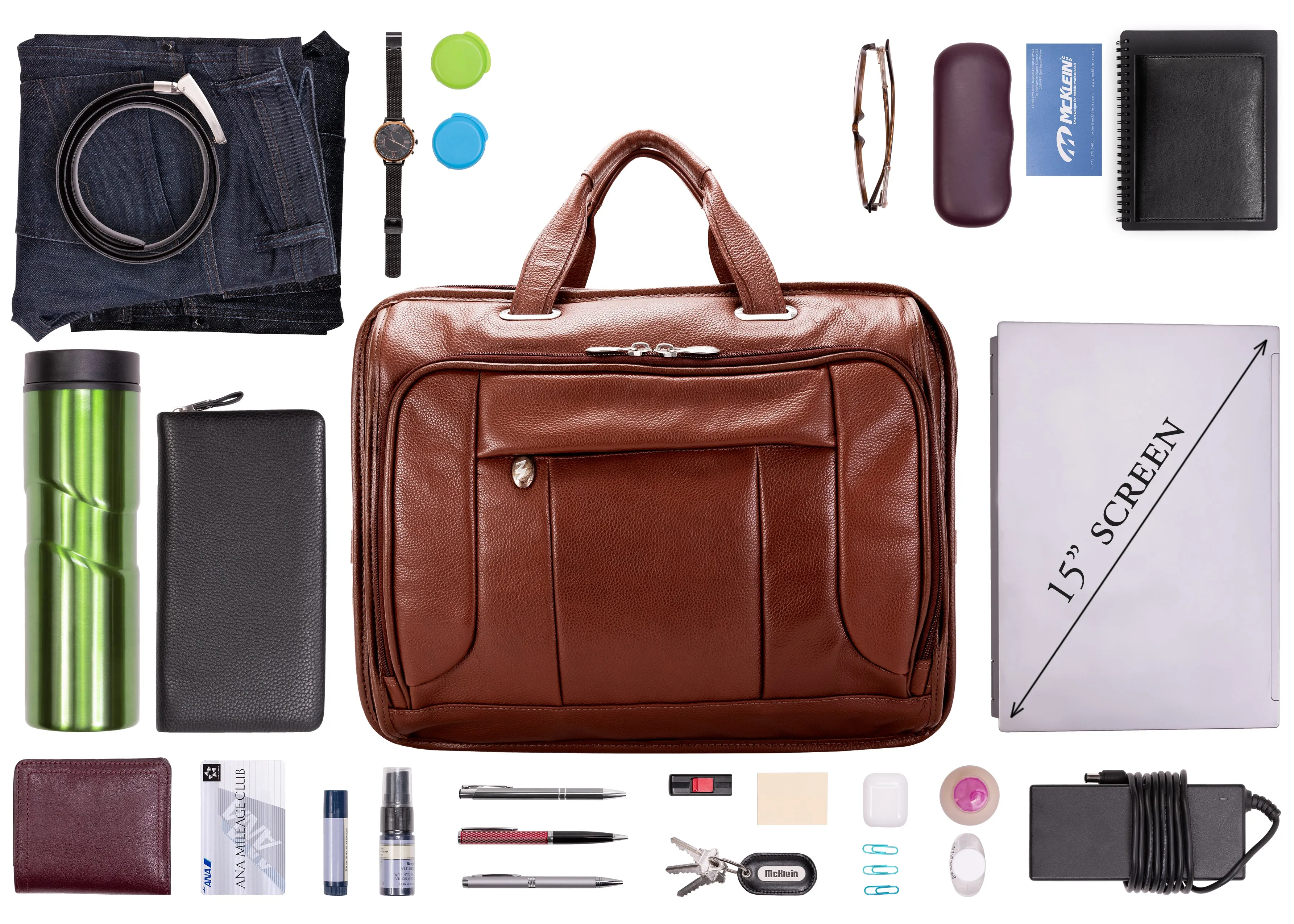 RIVER WEST | 15" Leather Laptop Briefcase