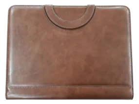 RM-371 - PU leather folder with handle (Marble Brown)