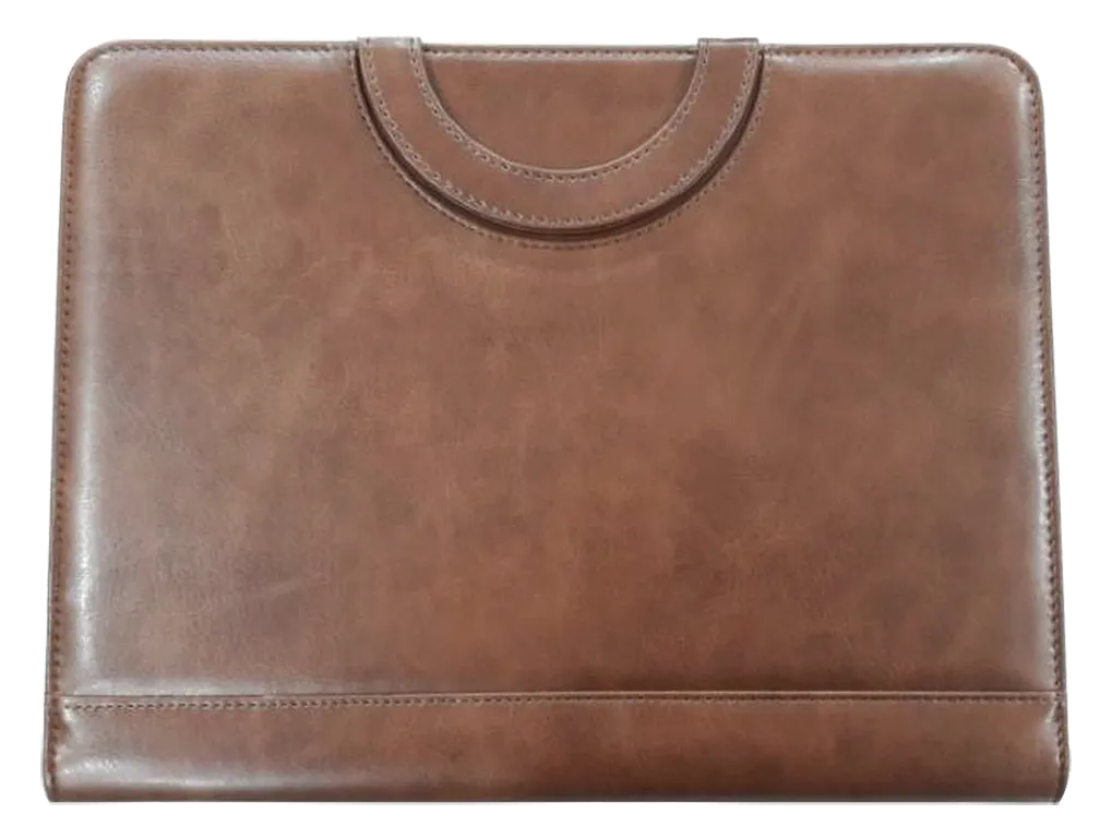 RM-371 - PU leather folder with handle (Marble Brown)