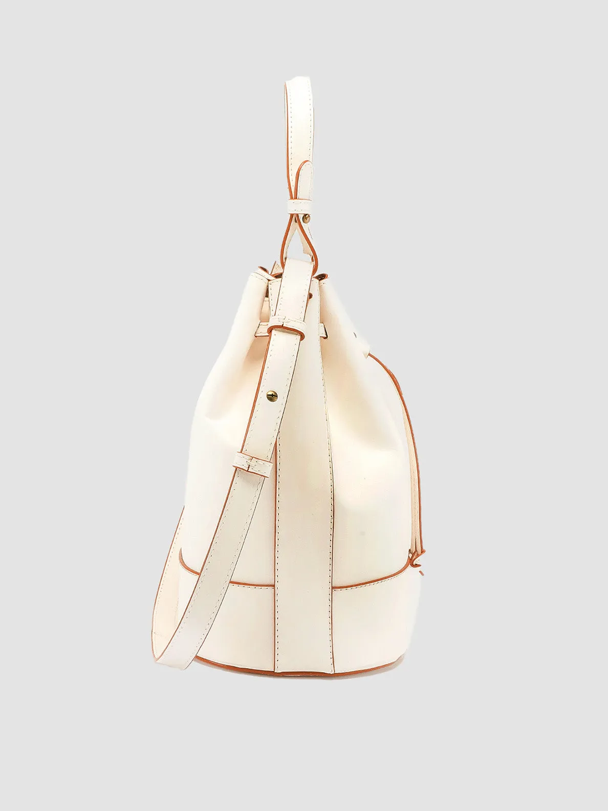 SADDLE 08 - White Leather Bucket Bag