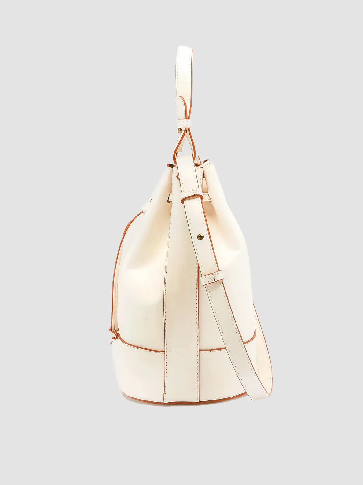 SADDLE 08 - White Leather Bucket Bag