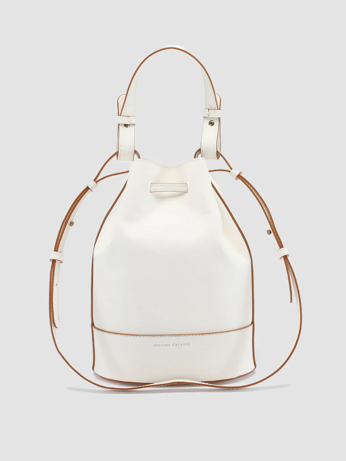 SADDLE 08 - White Leather Bucket Bag