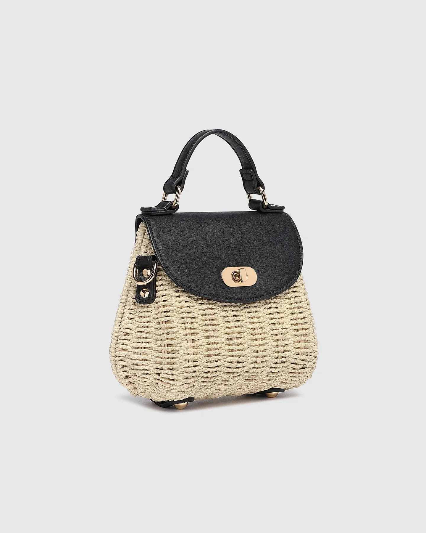 Sandy Raffia Crossbody Bag - Black