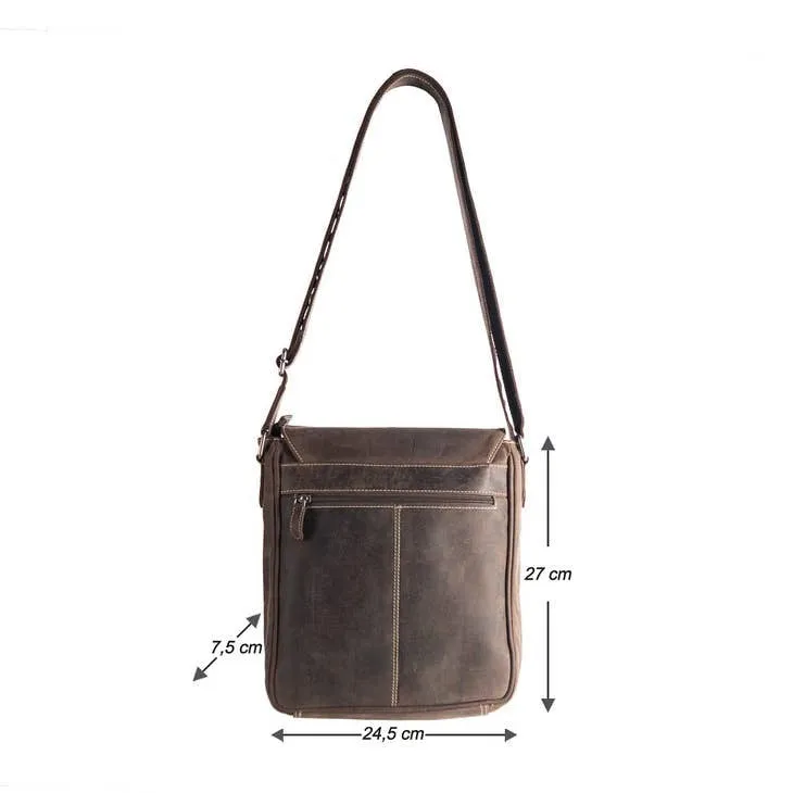 Scott Men's Buffalo Leather Shoulder Bag With Flap