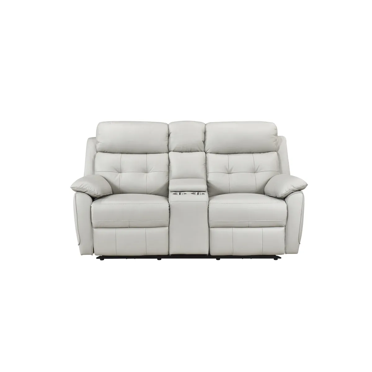 Silver Power Reclining Console Loveseat with USB Ports