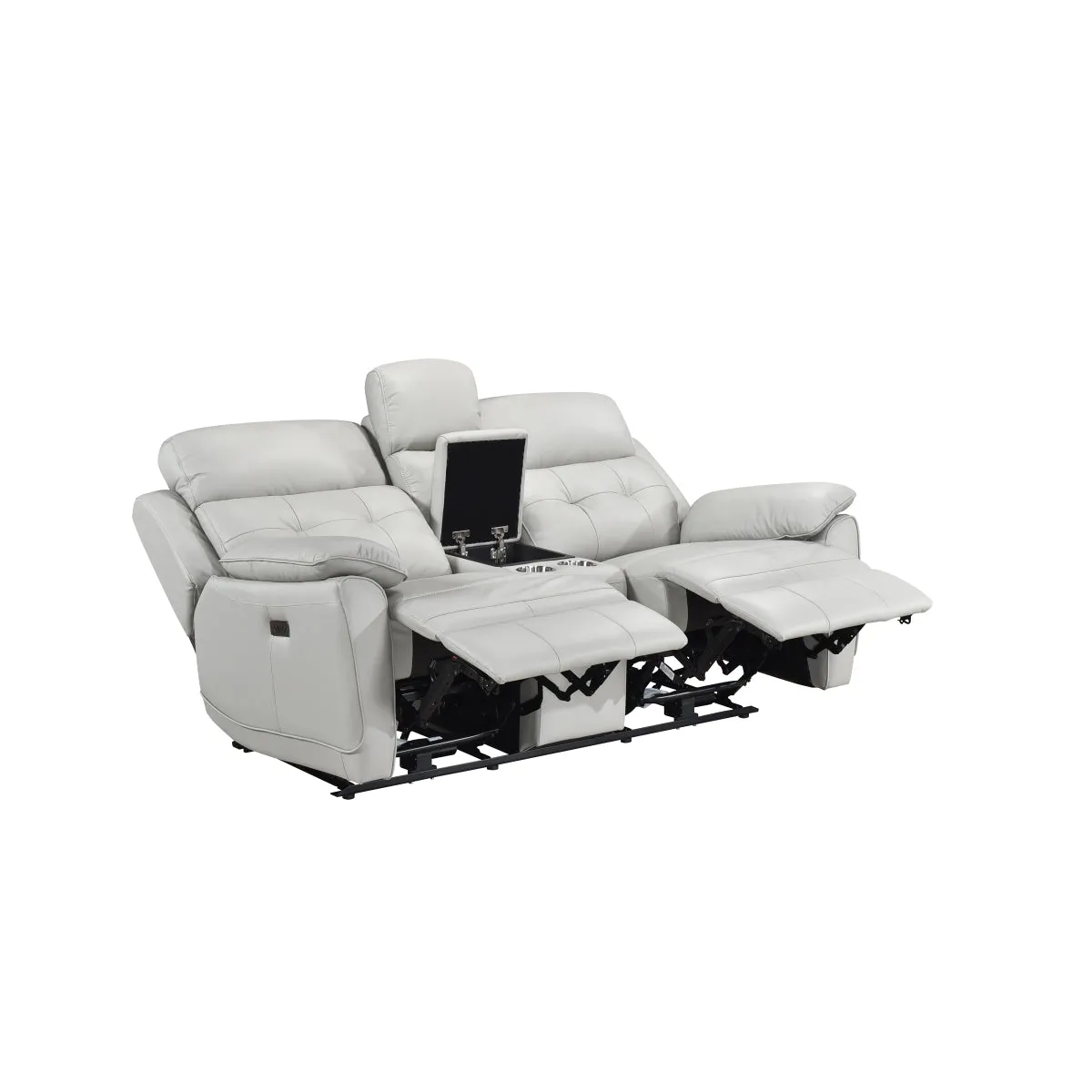 Silver Power Reclining Console Loveseat with USB Ports