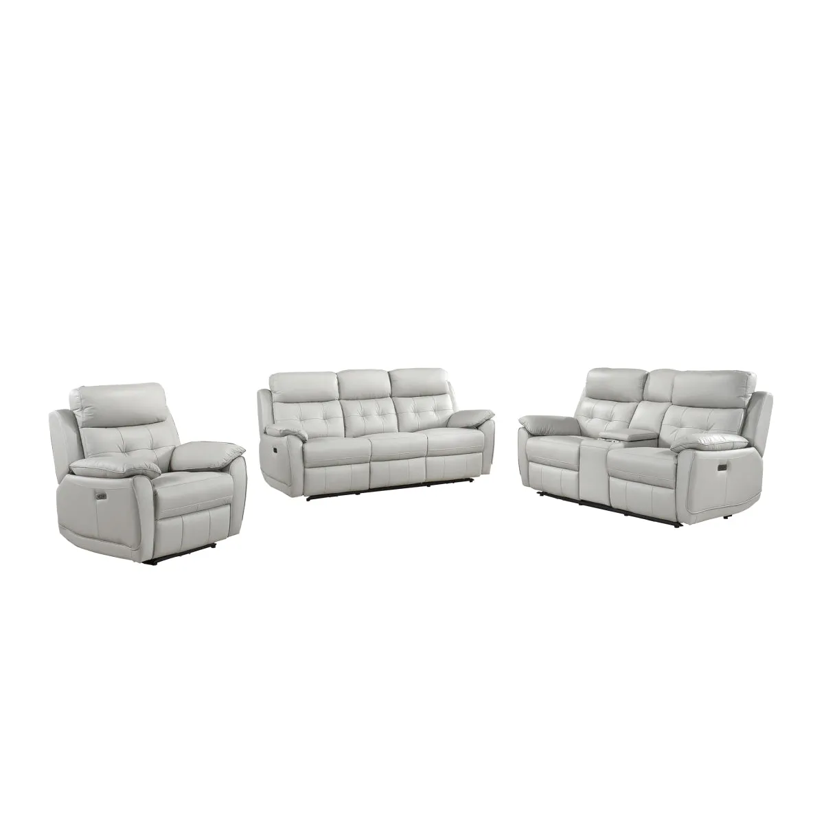 Silver Power Reclining Console Loveseat with USB Ports