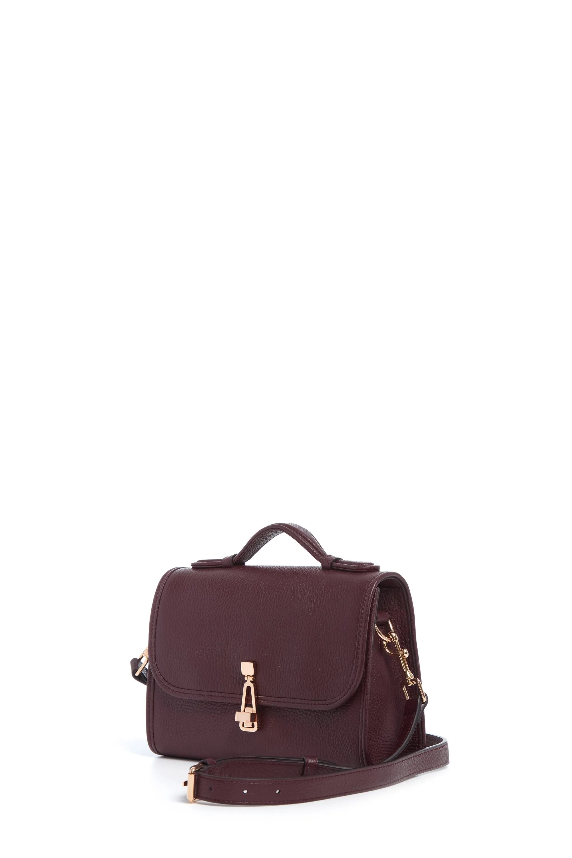 Small Leonora Flap Bag in Bordeaux Textured Leather