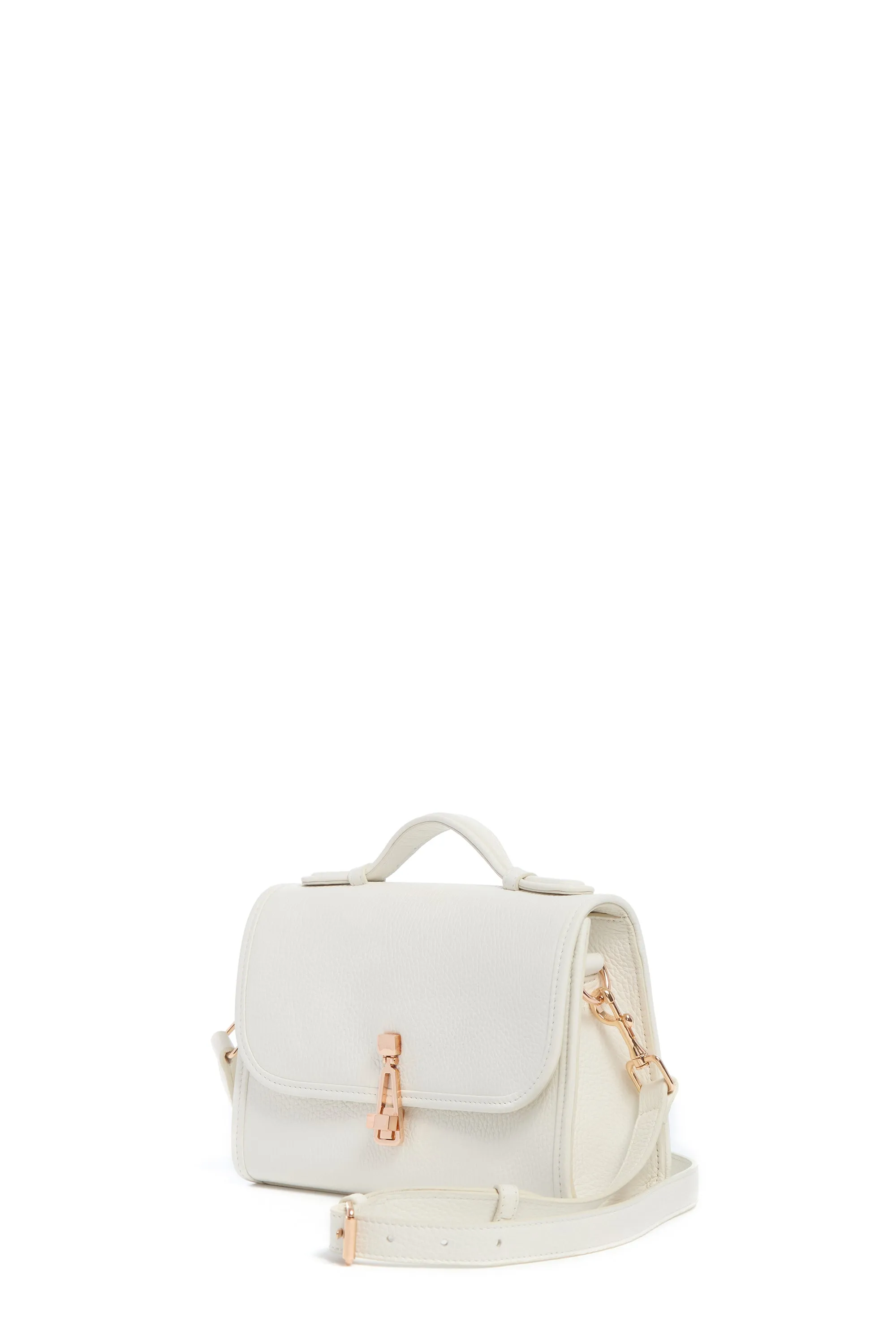 Small Leonora Flap Bag in Ivory Textured Leather