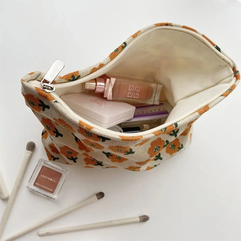 Sohiwoo lowers Makeup Bag Women Travel Toiletry Bag Large Cosmetic Pouch Necesserie Make Up Organizer Corduroy Beauty Case